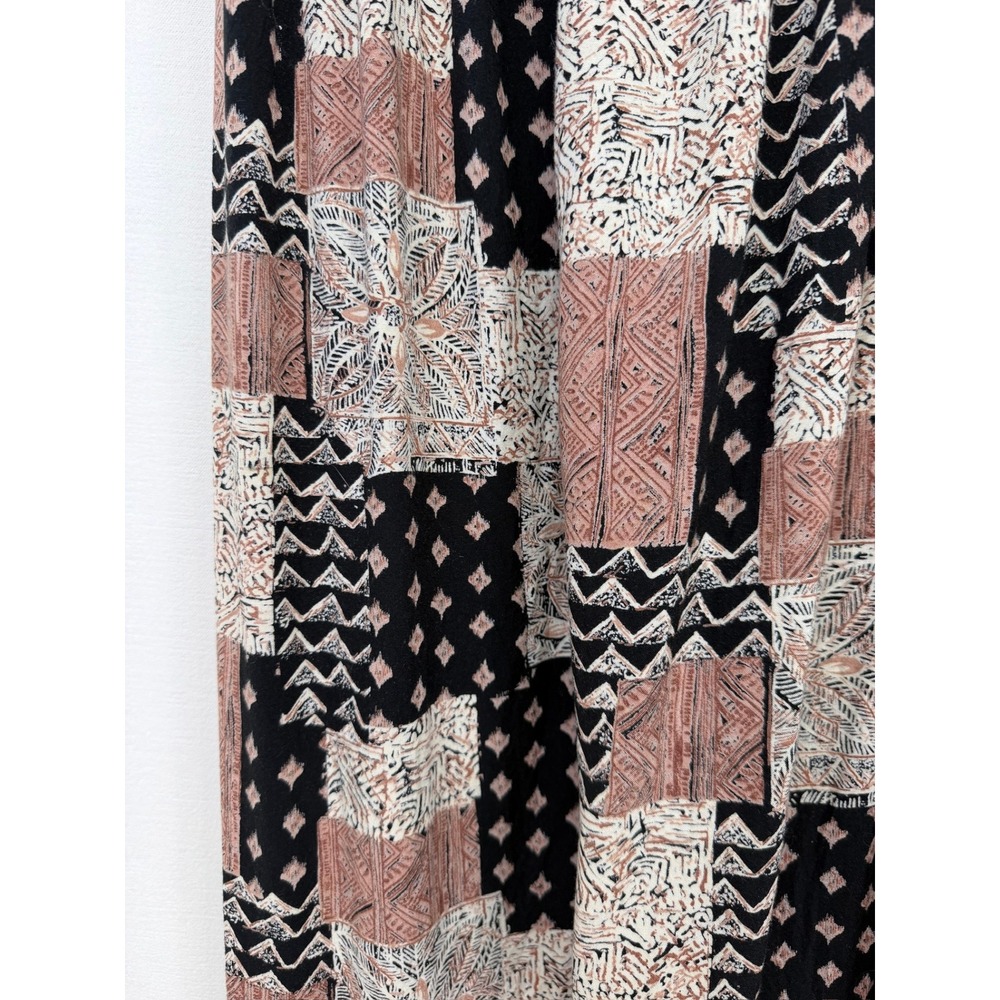 Unbranded Patchwork Geometric Rayon Maxi Dress Women Medium Brown Boho Grunge - Picture 5 of 6